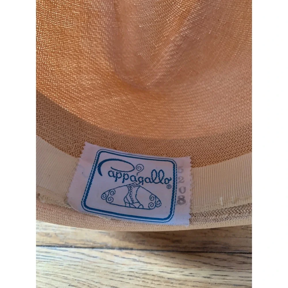 Pappagallo Vintage 60's Straw Fedora Hat Purple Ribbon Retro Chic Preppy